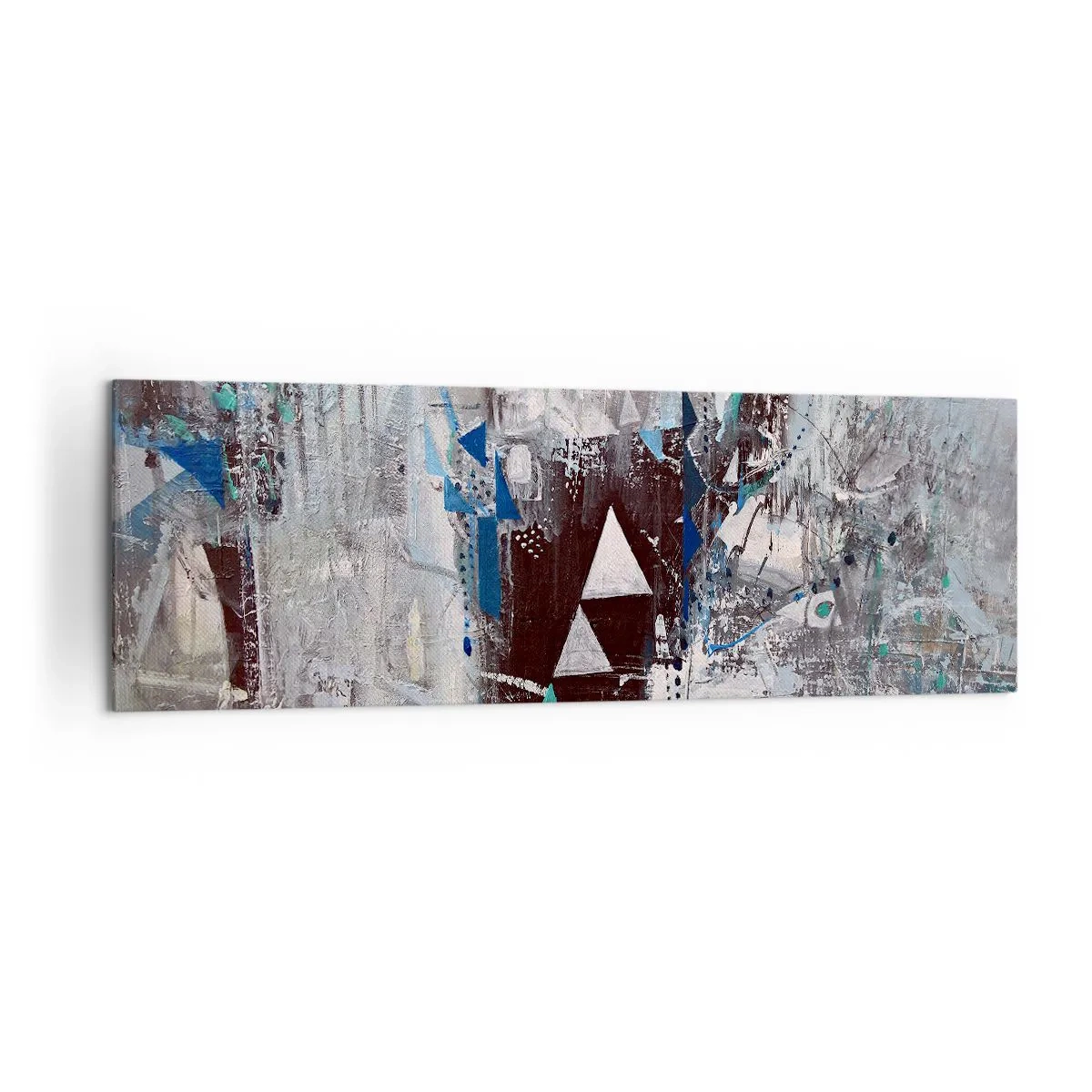 Impression sur toile - Image sur toile - Composition abstraite avec des triangles et des motifs géométriques - 160x50cm - Ordre prioritaire des triangles - Décoration murale moderne pour le salon et la chambre ARTTOR