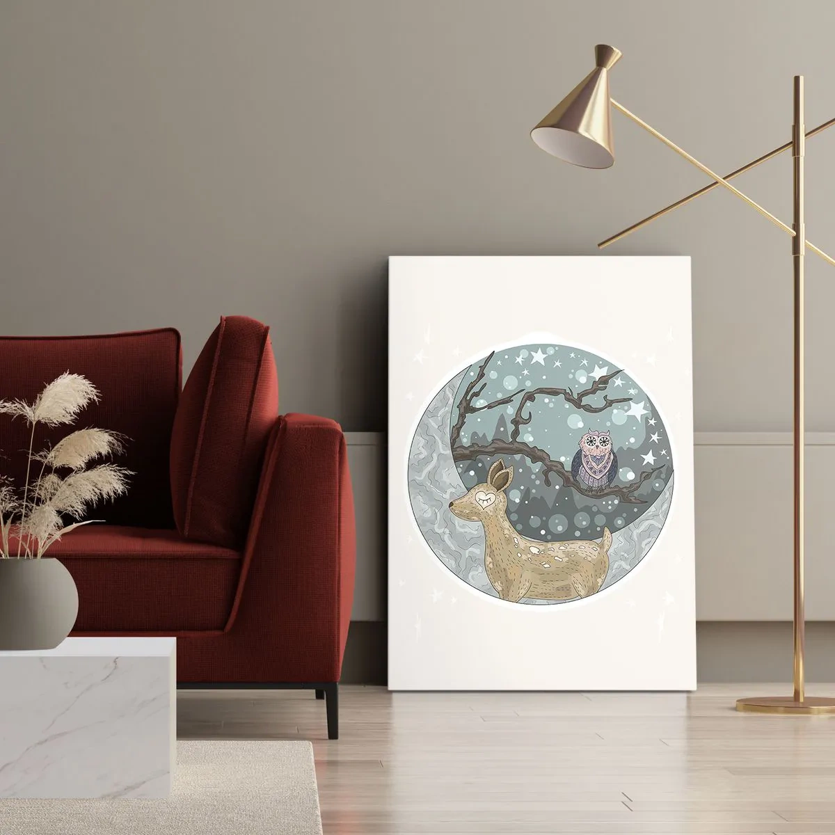 Impression sur toile - Image sur toile - Une nuit de conte de fées en forêt  - 55x100 cm