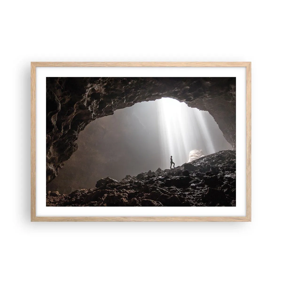 Affiche dans un chêne clair - Poster - Grotte lumineuse - 70x50 cm