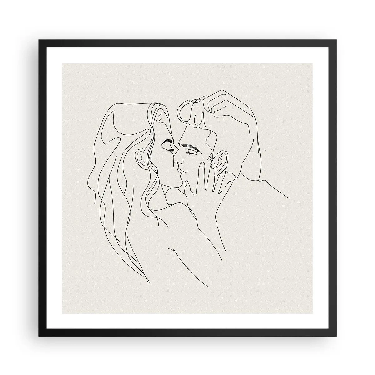 Affiche dans un cadre noir - Poster - Enlacé de sentiment - 60x60 cm