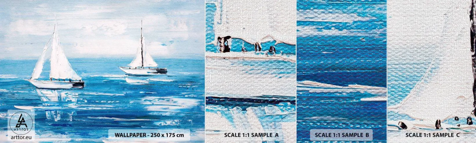 Échantillon de Papier Peint Premium Canvas - Avec un ami à mes côtés - Paysage, Voiliers, Nautique - 100x30 cm