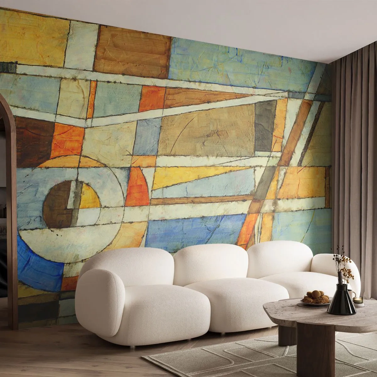 Papier Peint Photo Standard Eco - Cubisme sur le chantier - Abstraction, Morceau, Graphique - 450x315 cm