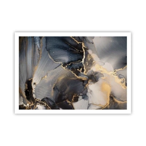 Affiche - Poster - Abstrait or et gris sur toile - 100x70cm - La vie de la pierre - Décoration murale moderne pour le salon et la chambre ARTTOR