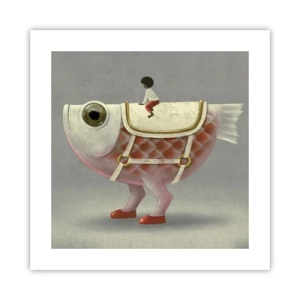 Affiche - Poster - Le cavalier poisson - 40x40 cm