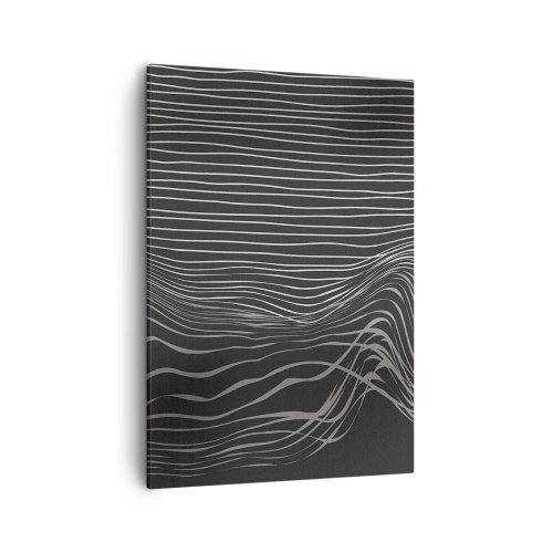 Impression sur toile - Image sur toile - Lignes blanches sur fond gris foncé dans un arrangement abstrait - 50x70cm - Rythme et accent - Décoration murale moderne pour le salon et la chambre ARTTOR