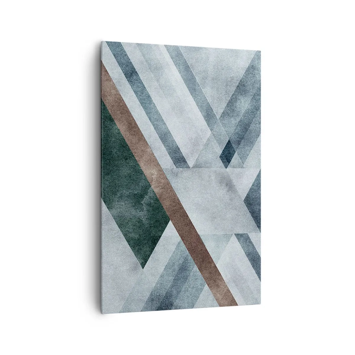 Impression sur toile - Image sur toile - Formes géométriques dans des tons froids de bleu et de marron - 80x120cm - Élégance sophistiquée de la géométrie - Décoration murale moderne pour le salon et la chambre ARTTOR