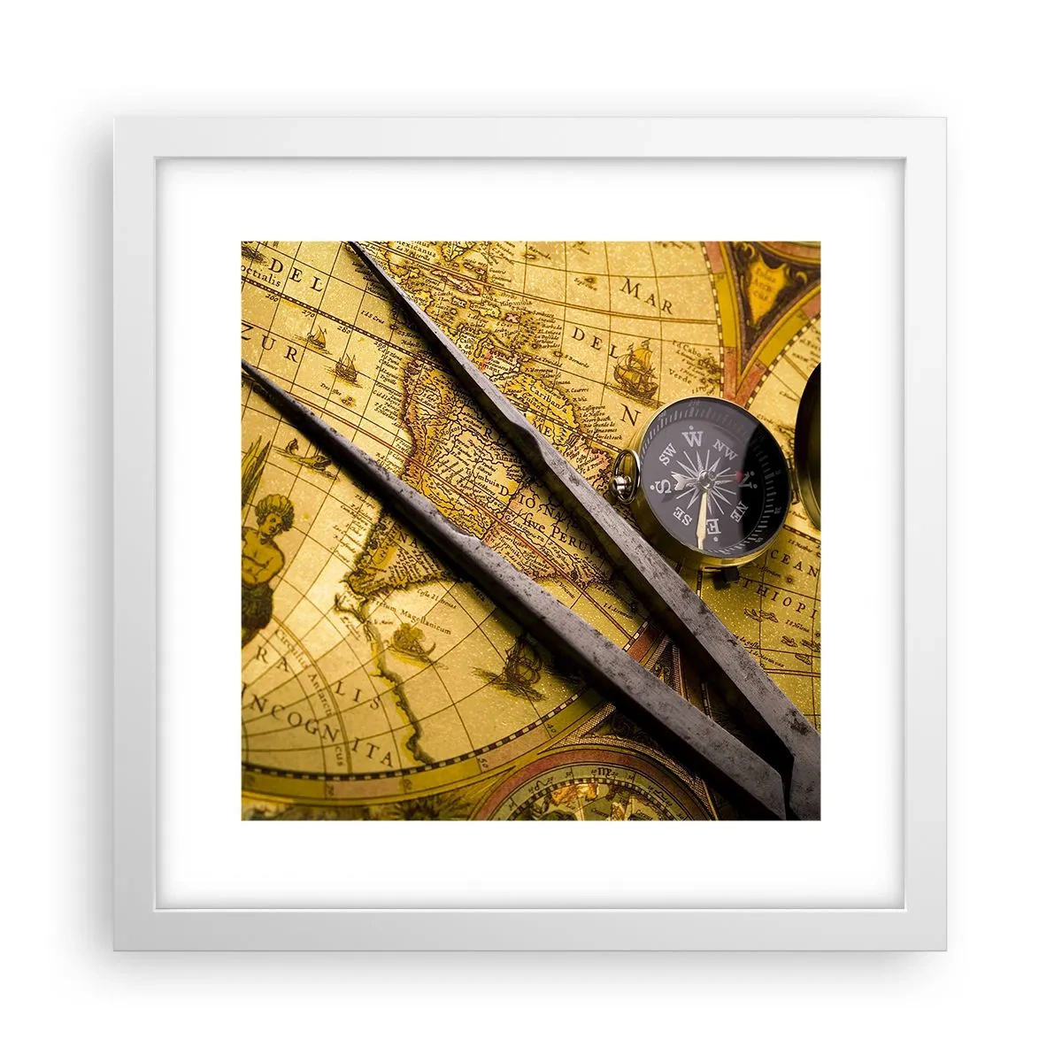 Affiche dans un cadre blanc - Poster - Où sont ces trésors? - 30x30 cm