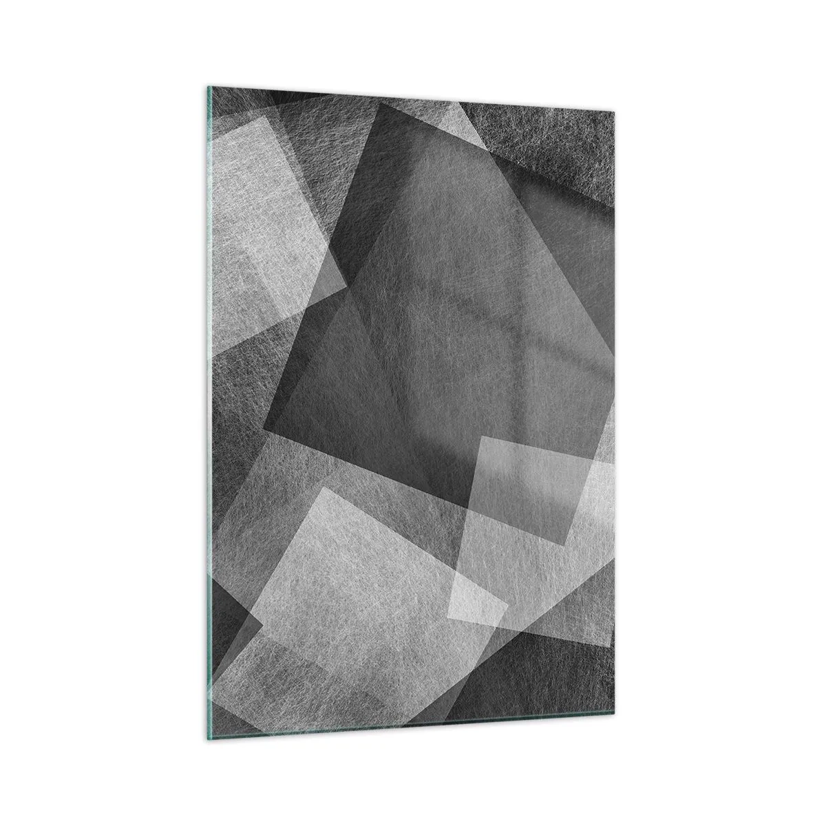 Impression sur verre - Image sur verre - Abstraction géométrique dans les tons de noir, blanc et gris - 50x70cm - Le symbole éternel de durabilité et d'ordre - Décoration murale moderne pour le salon et la chambre ARTTOR
