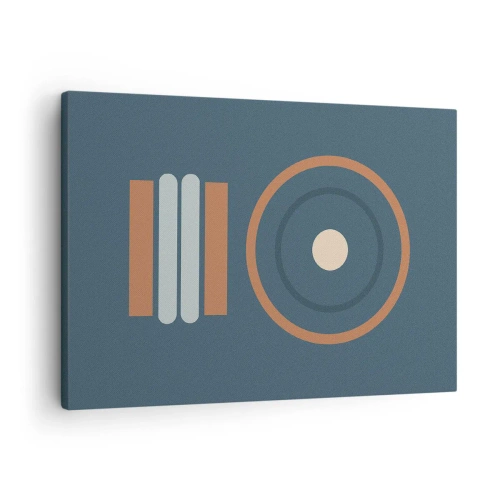 Impression sur toile - Image sur toile - Une composition géométrique avec des cercles et des rectangles aux couleurs sobres. - 70x50cm - Essence des choses - Décoration murale moderne pour le salon et la chambre ARTTOR