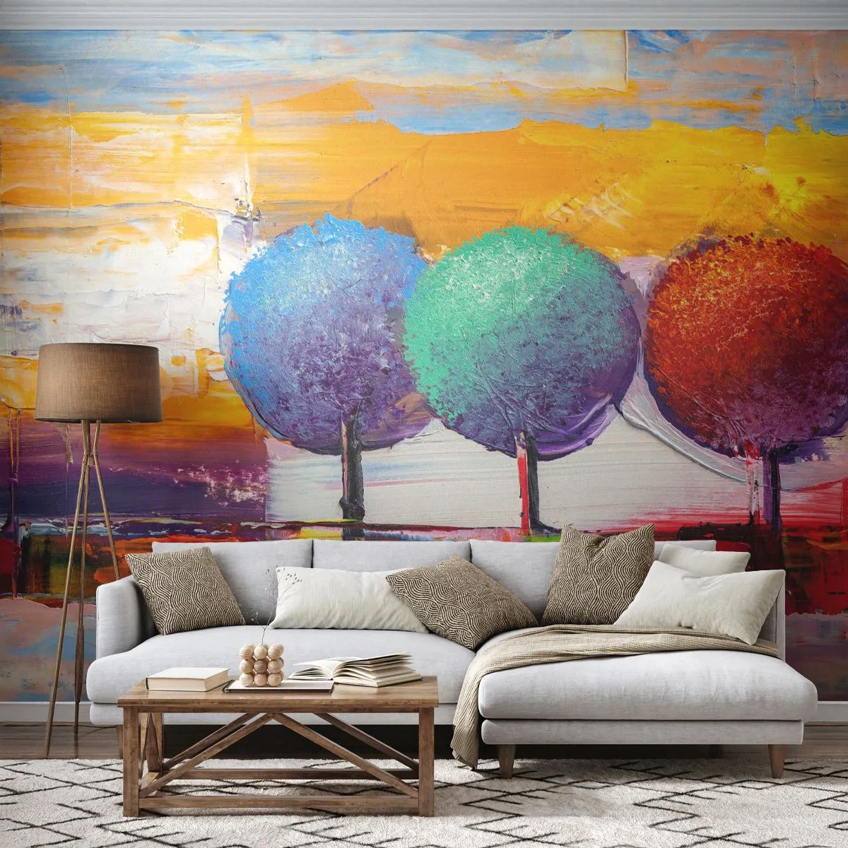 Papier Peint Autocollant Deluxe Sticker - Art jusqu'à trois - Paysage, Des arbres, Morceau - 250x175 cm