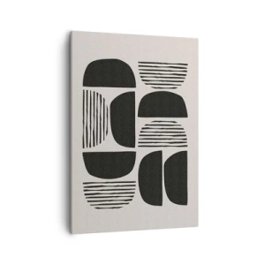 Impression sur toile - Image sur toile - Géométrie avec demi-cercles et lignes en noir sur fond clair - 50x70cm - Offres sans enthousiasme - Décoration murale moderne pour le salon et la chambre ARTTOR