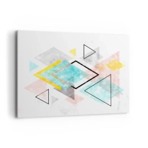 Impression sur toile - Image sur toile - Motifs géométriques colorés sur fond blanc - 100x70cm - Géométrie facile - Décoration murale moderne pour le salon et la chambre ARTTOR