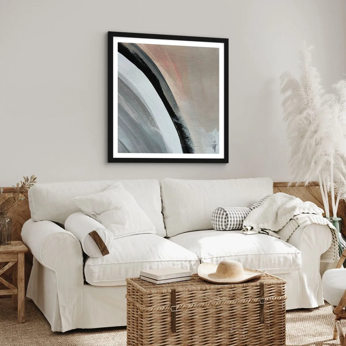 Affiche dans un cadre noir - Poster - Composition : arc de noir et gris - 30x30 cm