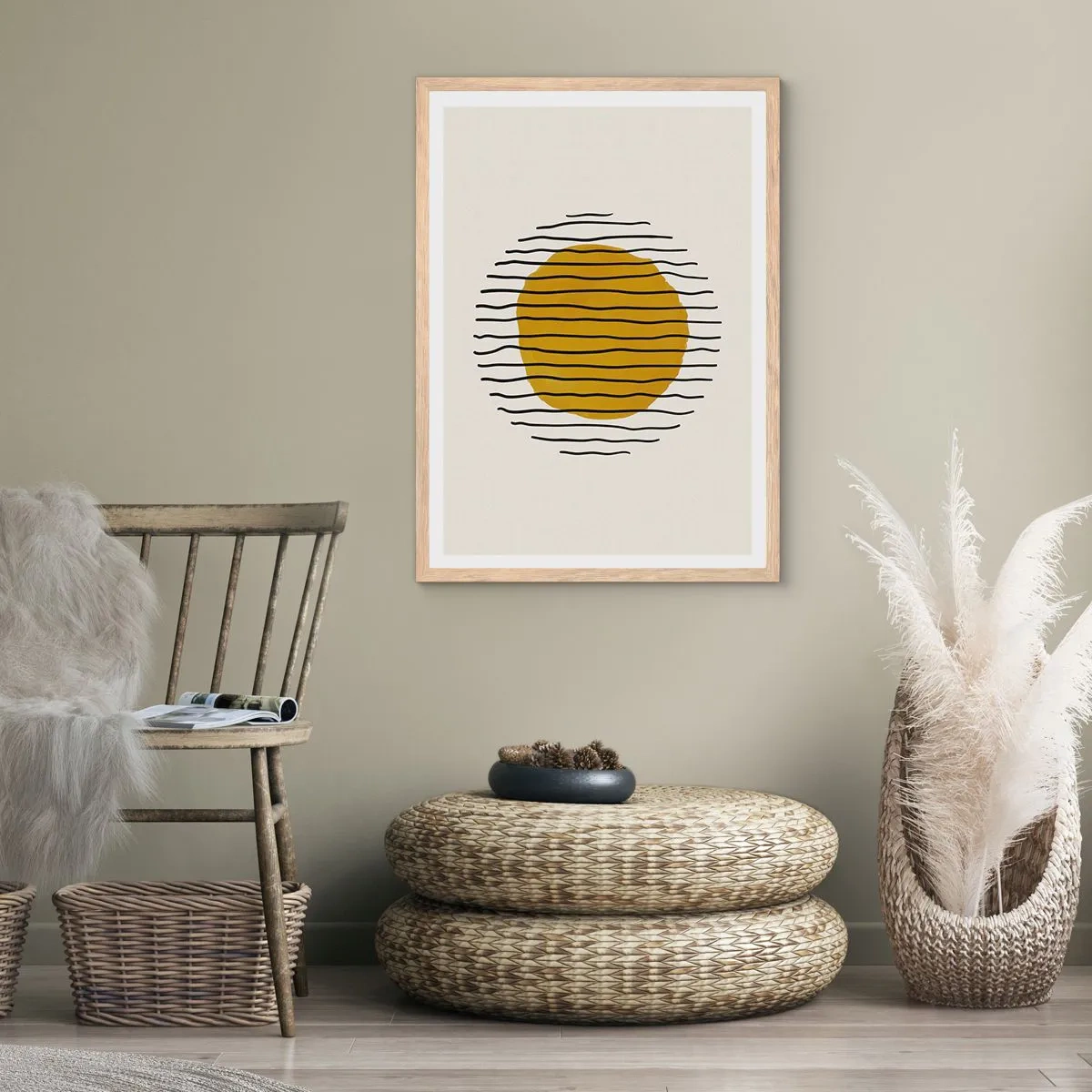 Affiche dans un chêne clair - Poster - Abstraction tremblante de chaleur - 70x100 cm