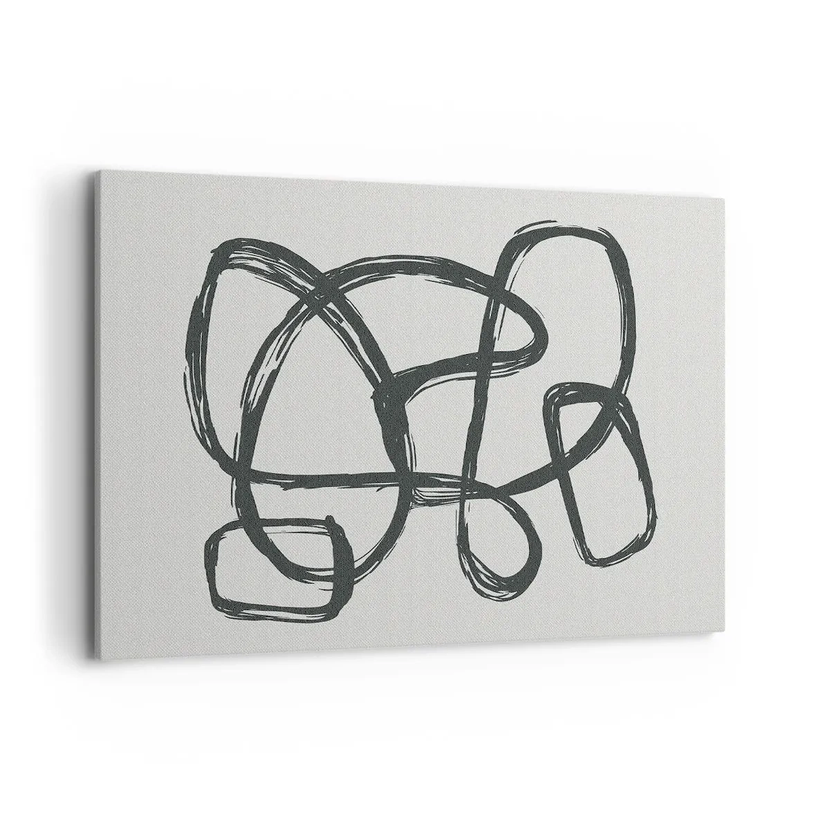 Impression sur toile - Image sur toile - Lignes abstraites créant des formes libres sur un fond clair - 120x80cm - Abstraction en boucle - Décoration murale moderne pour le salon et la chambre ARTTOR