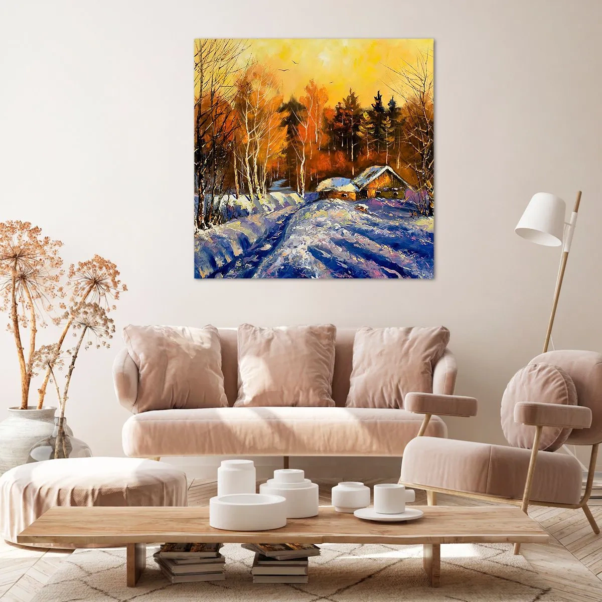 Impression sur toile - Image sur toile - Impression d'hiver au soleil - 50x50 cm