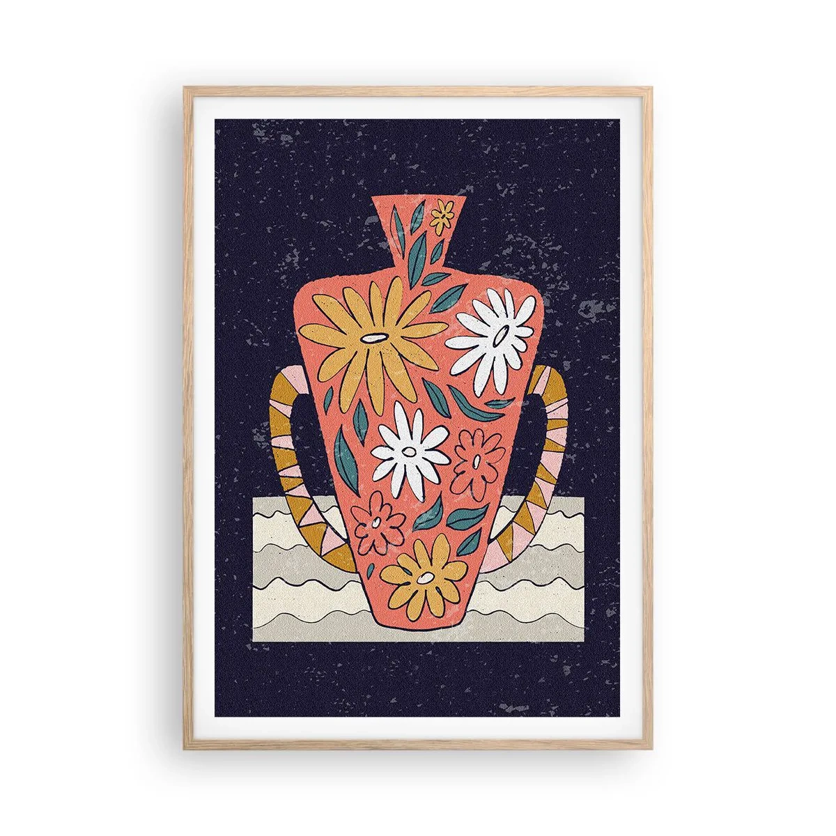 Affiche dans un chêne clair - Poster - Cruche peinte - 70x100 cm