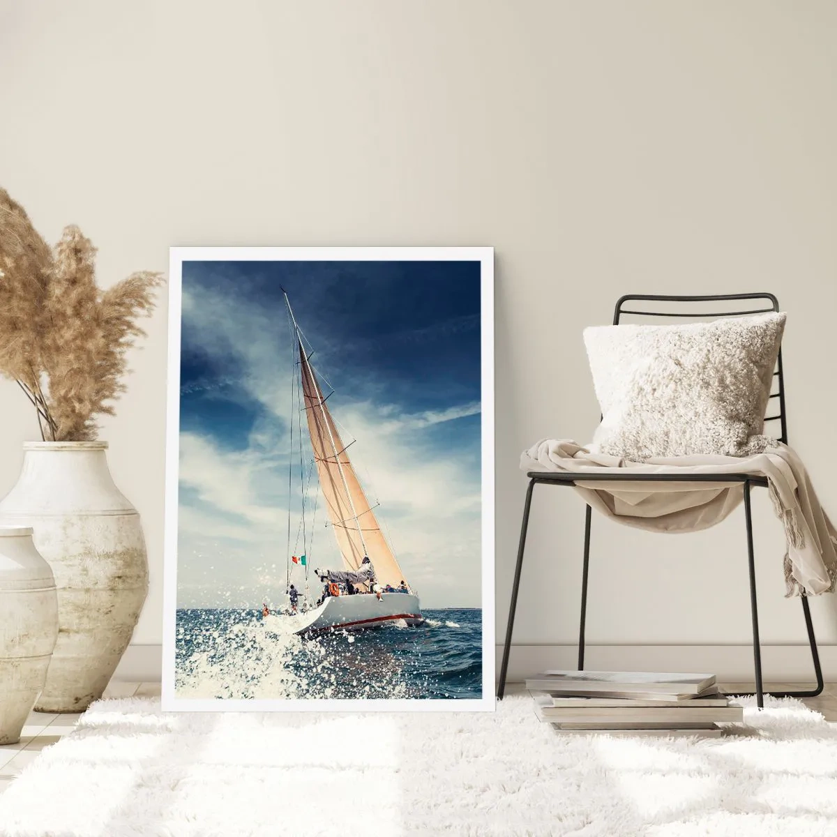 Affiche - Poster - Un voilier en haute mer sous un ciel bleu - 50x70cm - Ils ne nous rattraperont pas ! - Décoration murale moderne pour le salon et la chambre ARTTOR