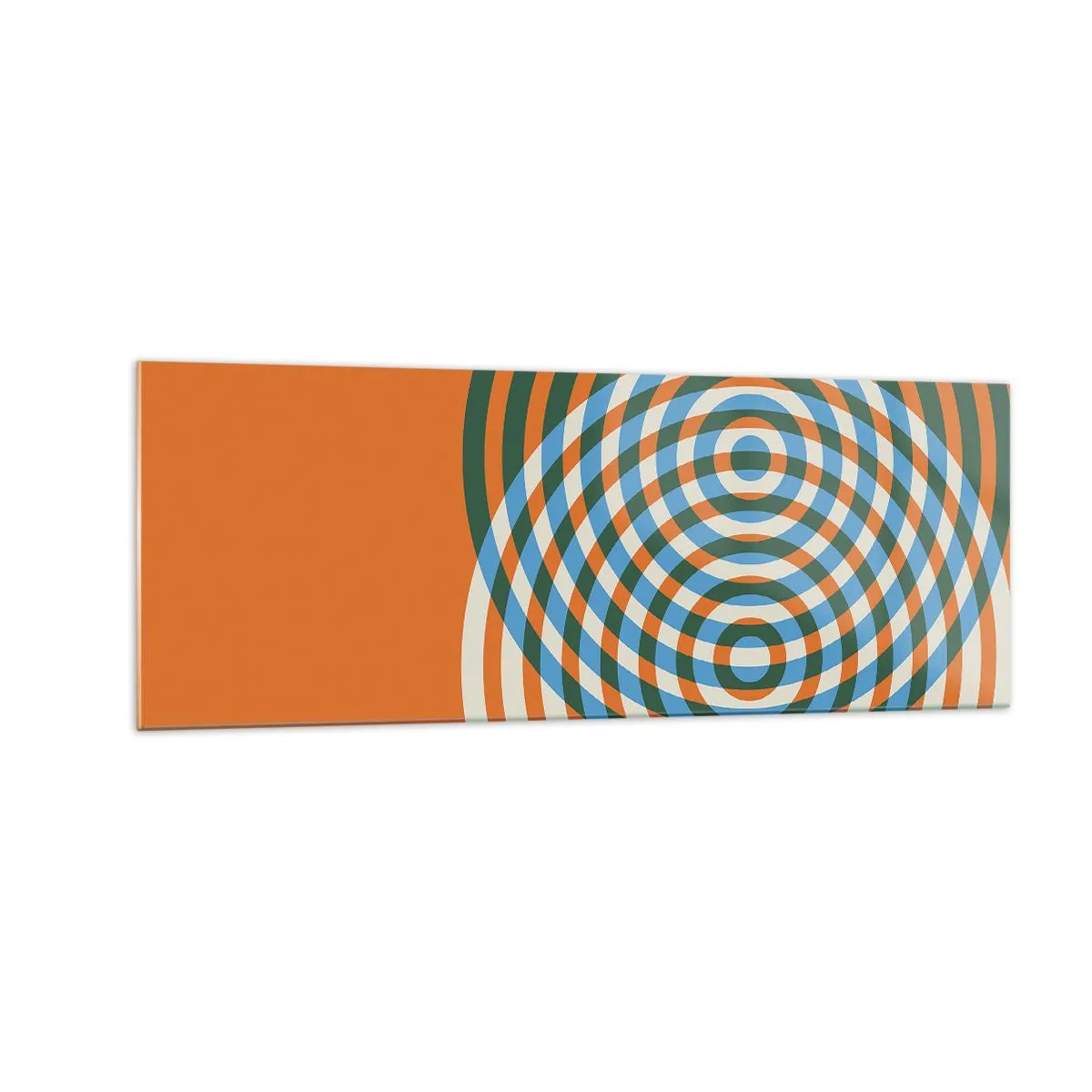 Impression sur verre - Image sur verre - Cercles concentriques sur fond orange - 140x50cm - Variation circulaire abstraite - Décoration murale moderne pour le salon et la chambre ARTTOR
