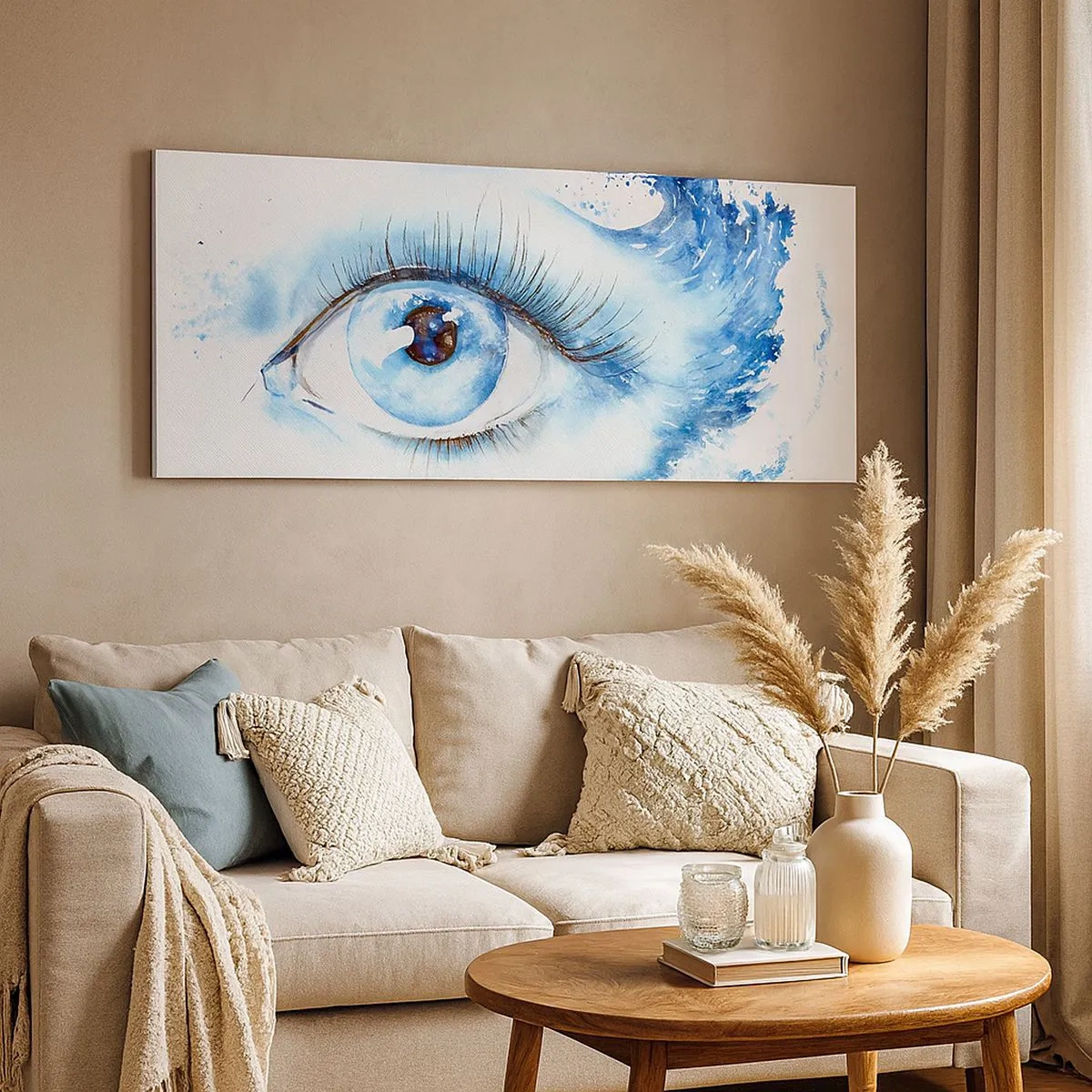 Impression sur toile - Image sur toile - Plongez-vous dans le bleu du regard - 100x40 cm