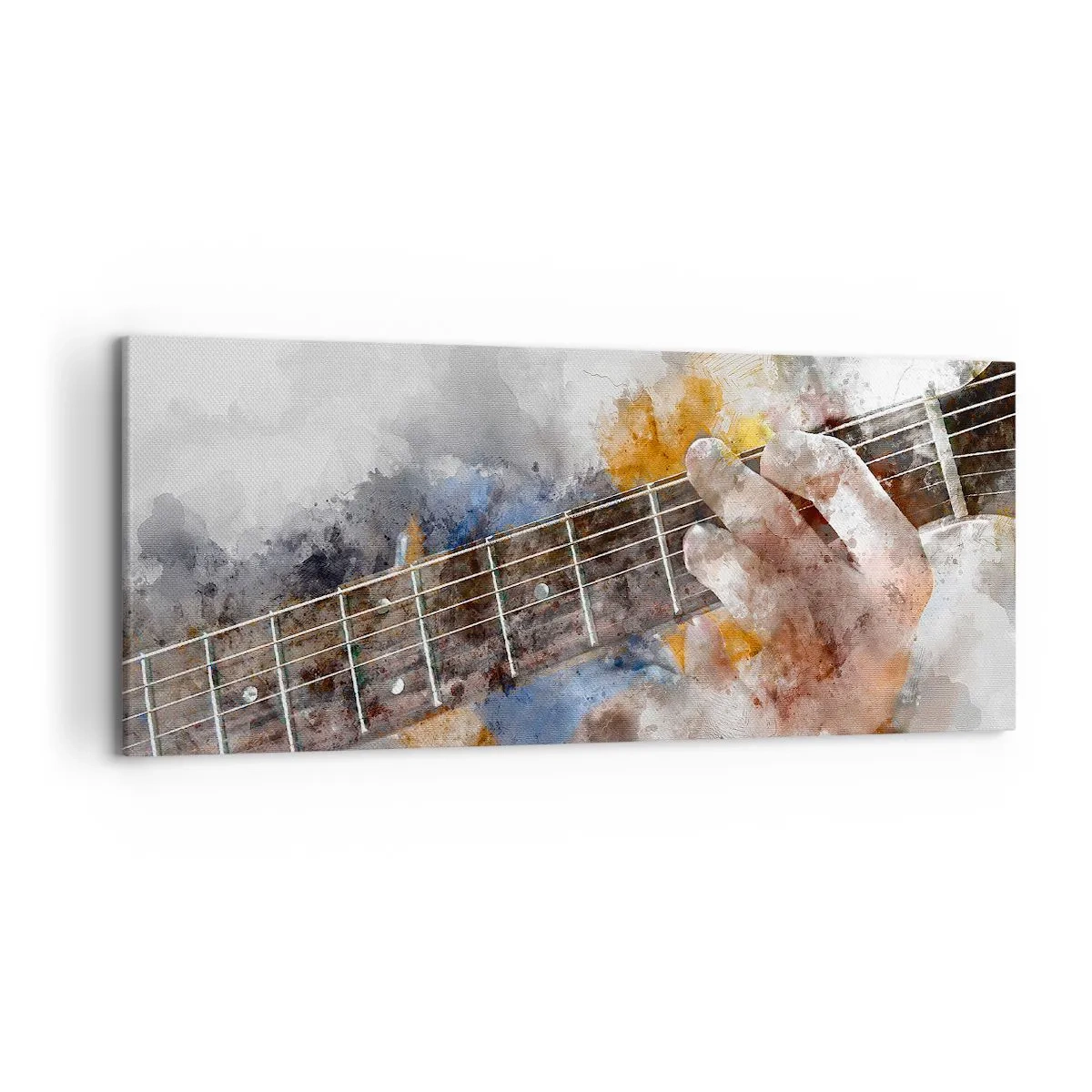 Impression sur toile - Image sur toile - Image abstraite d'une main jouant de la guitare - 120x50cm - La poésie entre les cordes - Décoration murale moderne pour le salon et la chambre ARTTOR