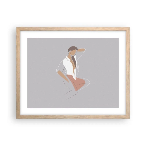 Affiche dans un chêne clair - Poster - Contour gracieux - 50x40 cm