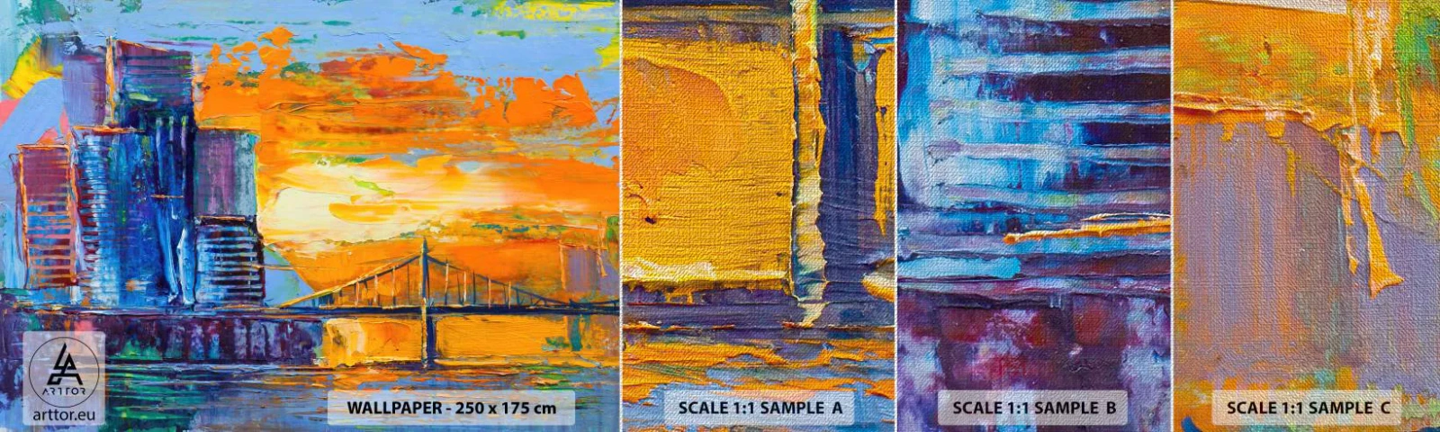 Échantillon de Papier Peint Premium Canvas - Culture et nature - Abstraction, Ville, Morceau - 100x30 cm