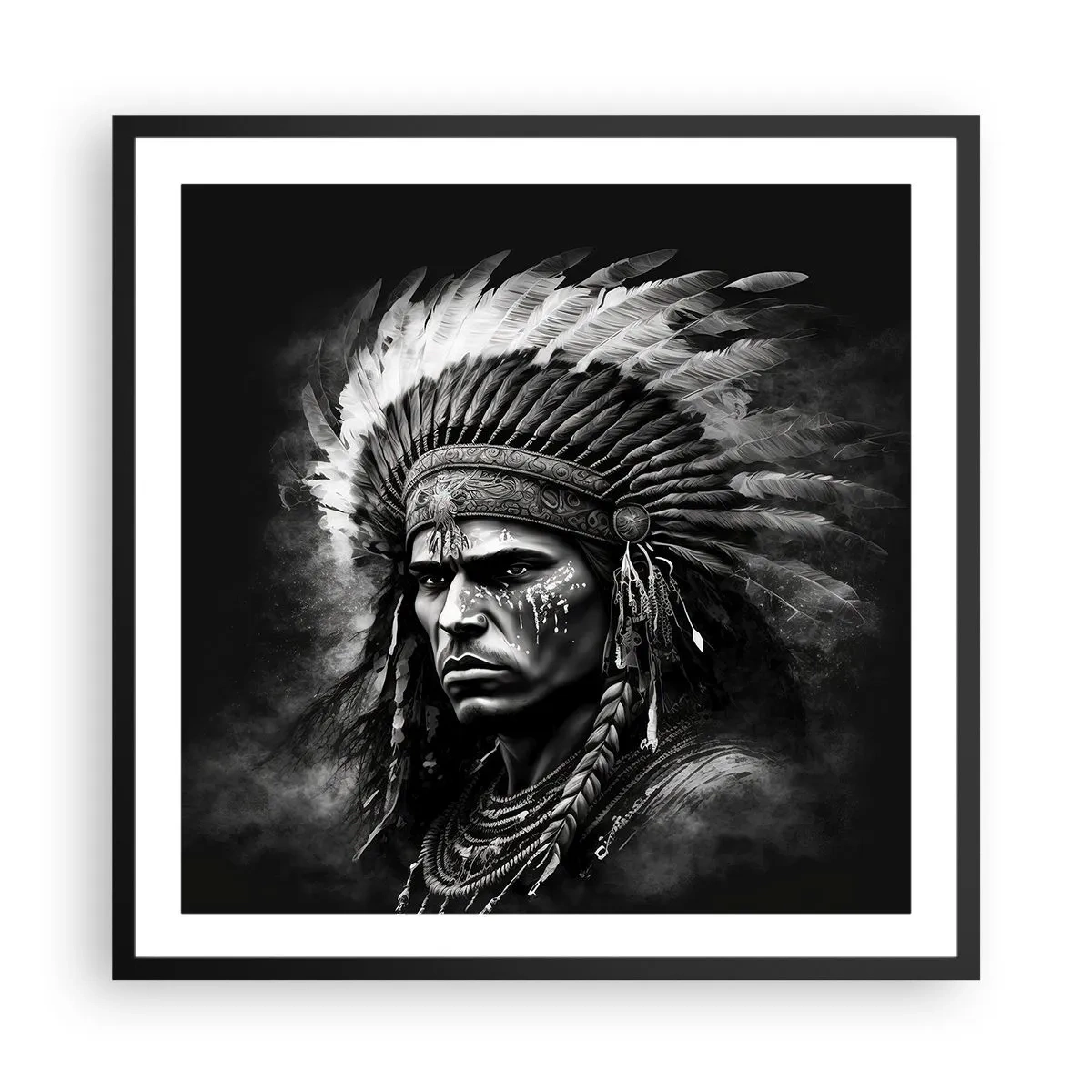 Affiche dans un cadre noir - Poster - Un leader et un guerrier - 60x60 cm
