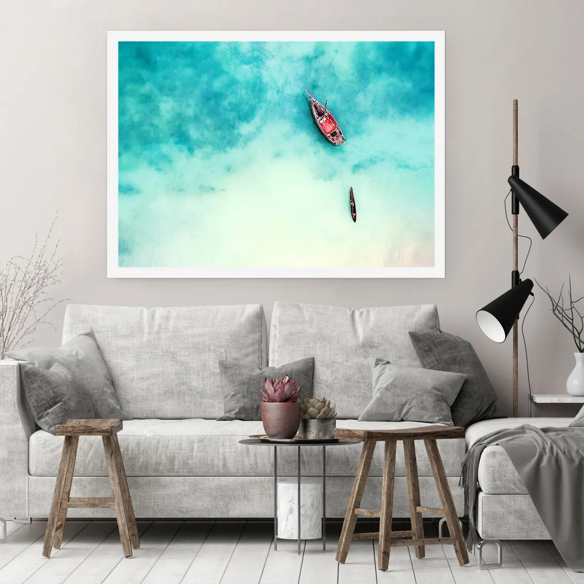 Affiche - Poster - Car sur les plages de Zanzibar, quand il y a un débordement d'eau... - 40x30 cm