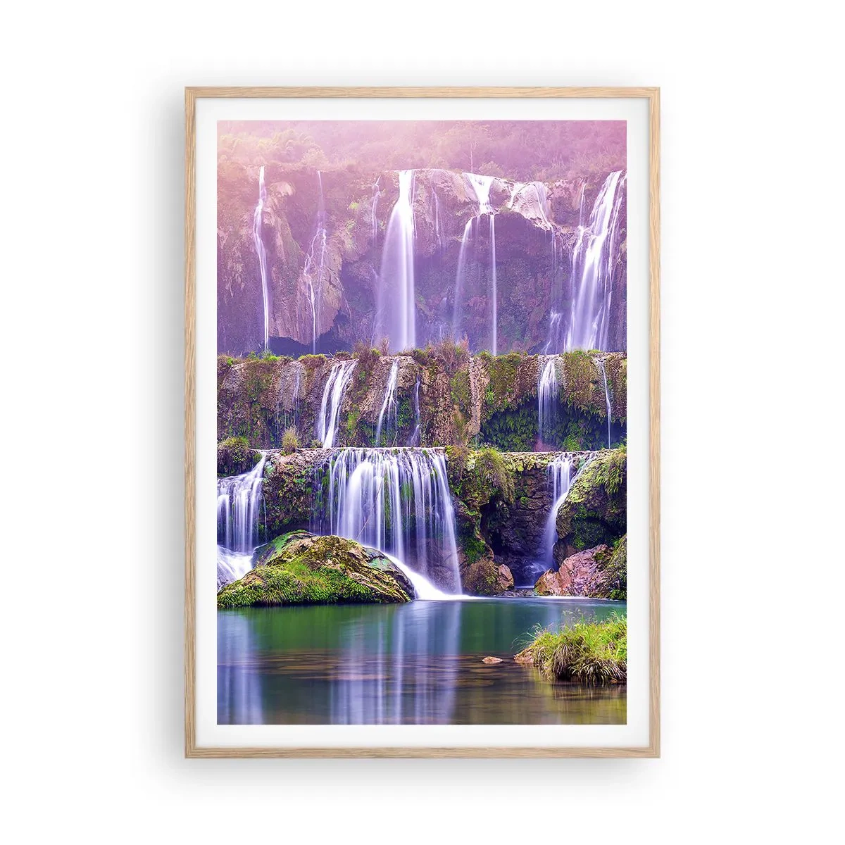 Affiche dans un chêne clair - Poster - Escalier vers le ciel - 70x100 cm