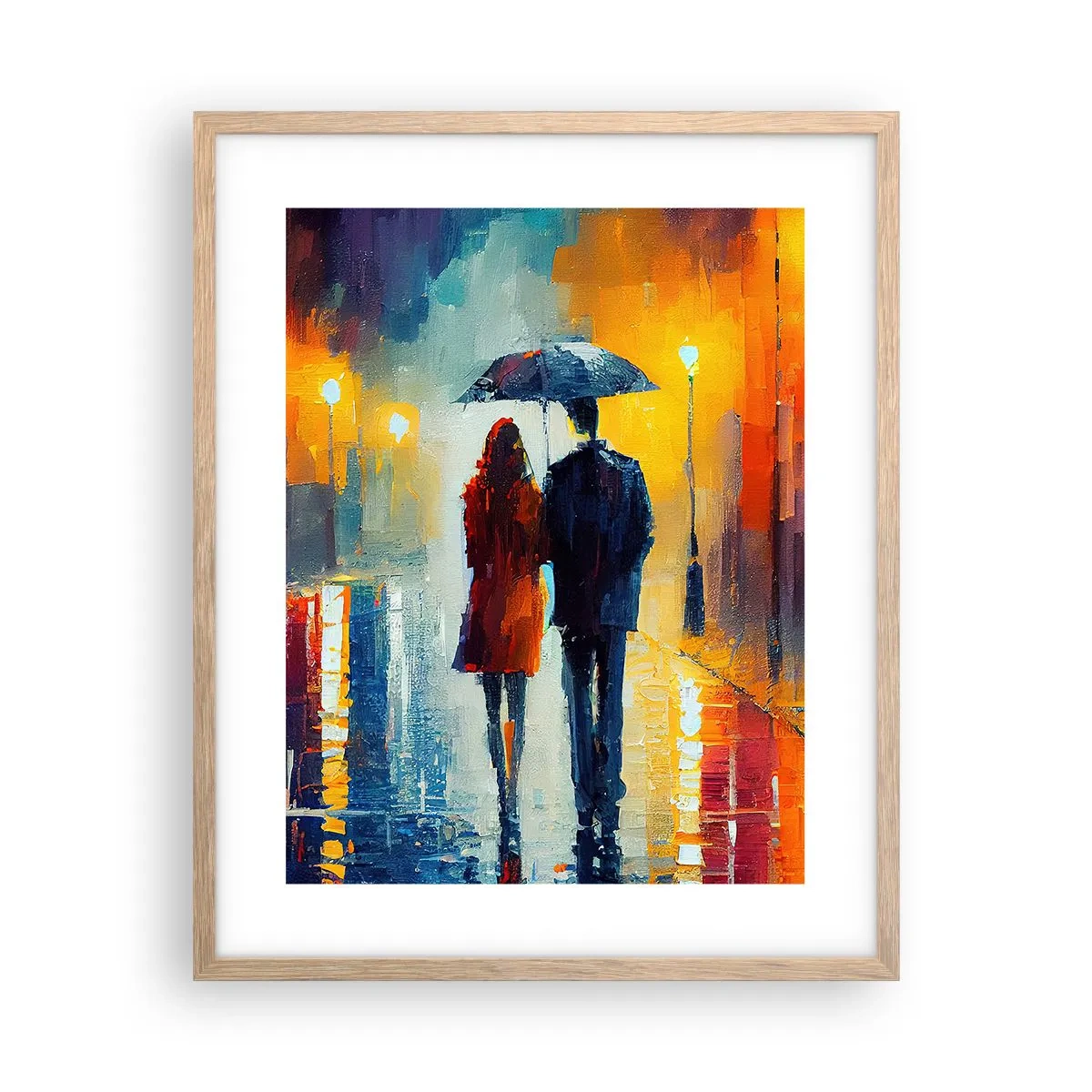 Affiche dans un chêne clair - Poster - Ensemble – une nuit colorée - 40x50 cm