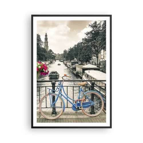 Affiche dans un cadre noir - Poster - Couleurs de rue d'Amsterdam - 70x100 cm