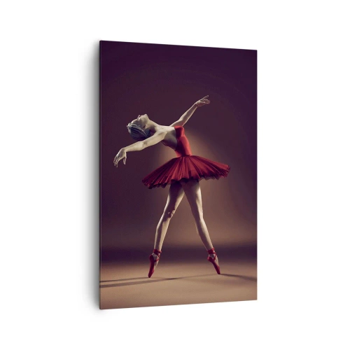 Impression sur toile - Image sur toile - Une danseuse de ballet en robe rouge sur fond de scène - 80x120cm - Une danseuse étoile - Décoration murale moderne pour le salon et la chambre ARTTOR