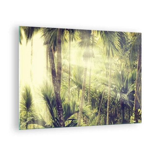 Impression sur verre - Image sur verre - Jungle tropicale verte au soleil - 70x50cm - Nature enflammée - Décoration murale moderne pour le salon et la chambre ARTTOR
