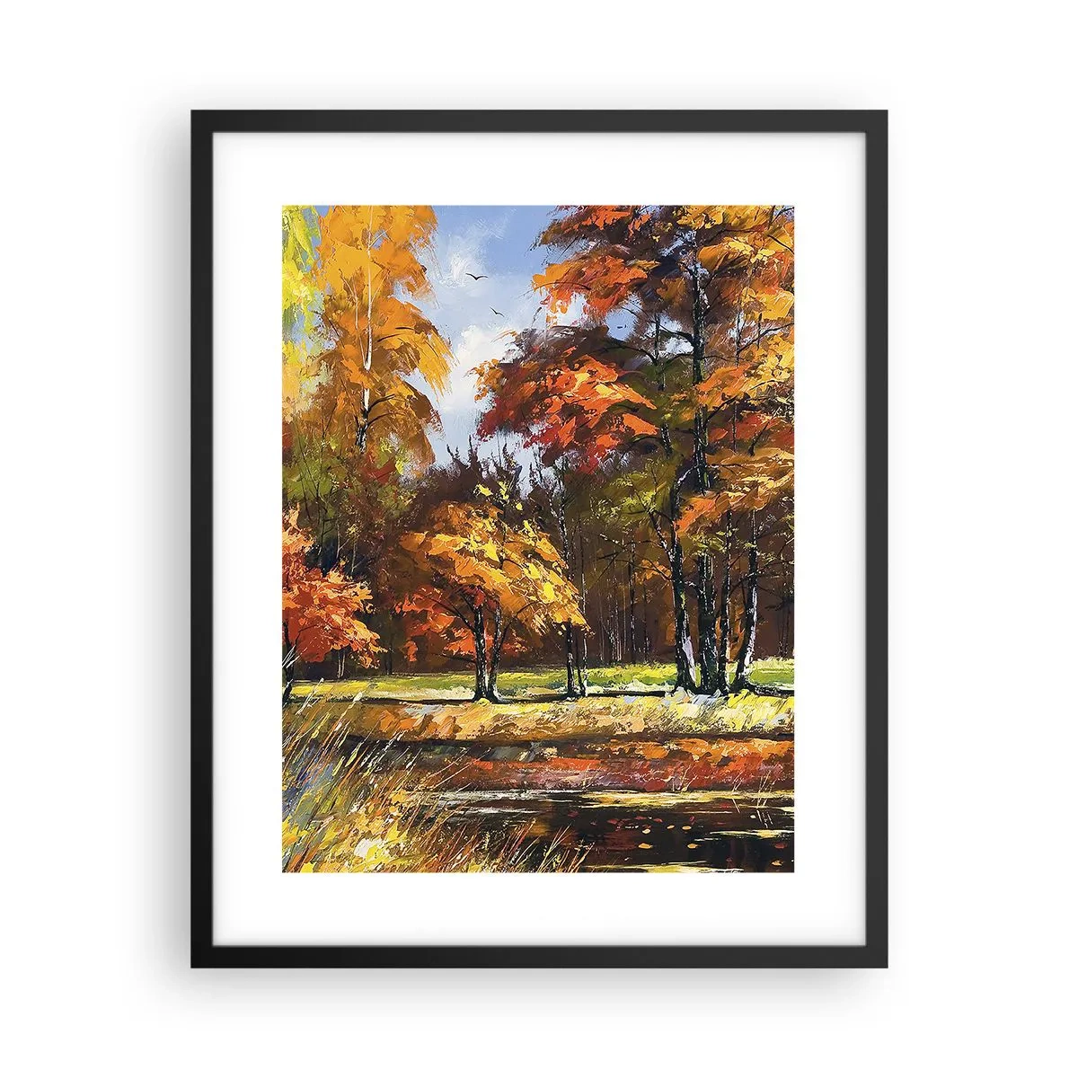 Affiche dans un cadre noir - Poster - Paysage en or et bronze - 40x50 cm