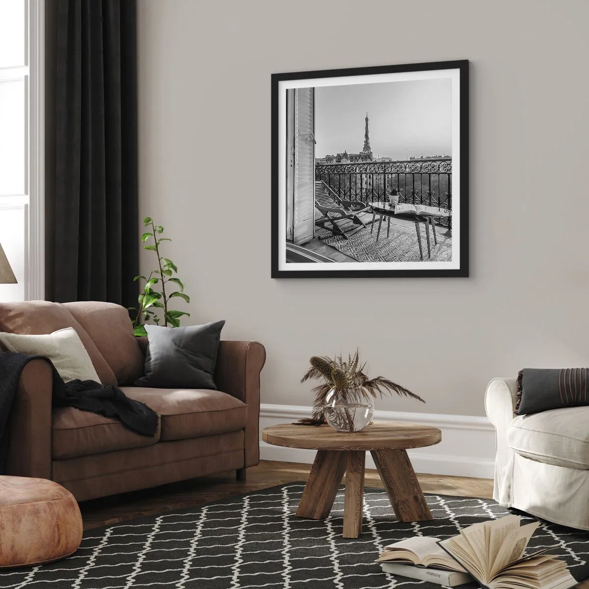 Affiche dans un cadre noir - Poster - Après-midi parisien - 50x50 cm