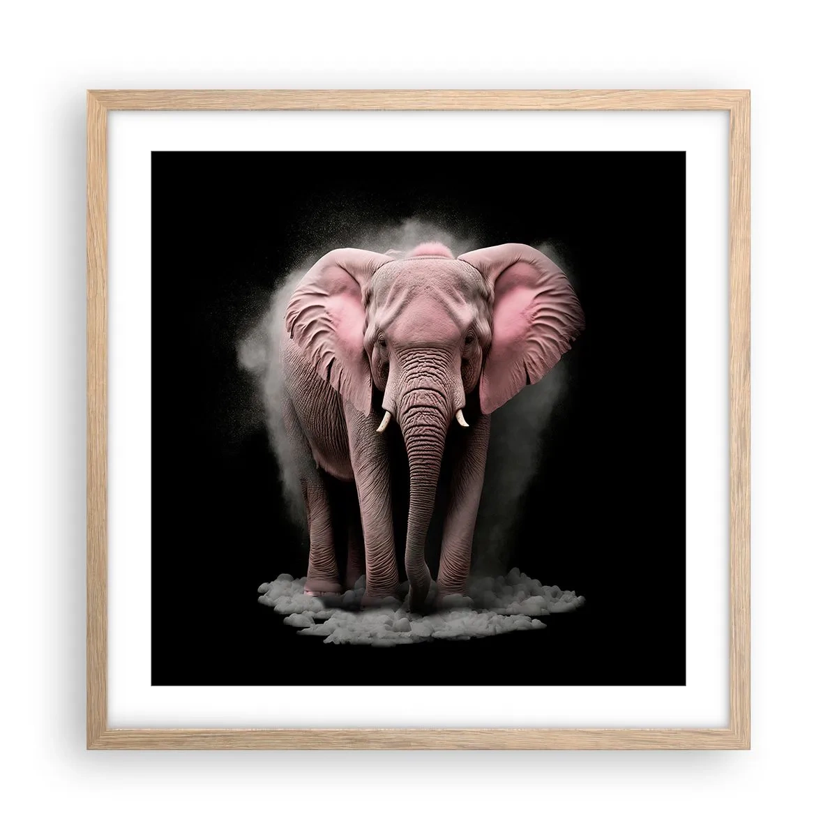 Affiche dans un chêne clair - Poster - Ne pensez pas à un éléphant rose ! - 50x50 cm