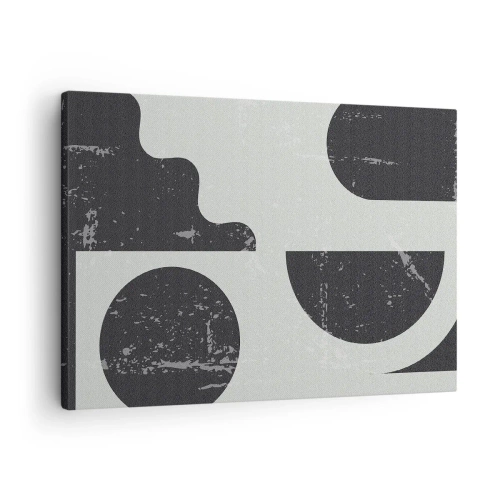 Impression sur toile - Image sur toile - Motifs géométriques dans les tons de noir et de gris - 70x50cm - Composition dessus et dessous - Décoration murale moderne pour le salon et la chambre ARTTOR