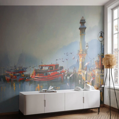 Papier peint sur mesure Premium Sand - Na końcu świata - Paysage, port, Phare