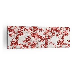 Impression sur toile - Image sur toile - Fleurs rouges sur fond blanc dans un style artistique - 160x50cm - Comme un calicot ancien - Décoration murale moderne pour le salon et la chambre ARTTOR