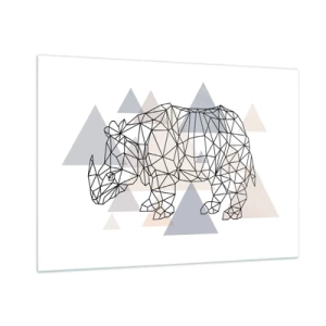 Impression sur verre - Image sur verre - Dessin géométrique d'un rhinocéros sur fond clair - 100x70cm - Structure de force - Décoration murale moderne pour le salon et la chambre ARTTOR