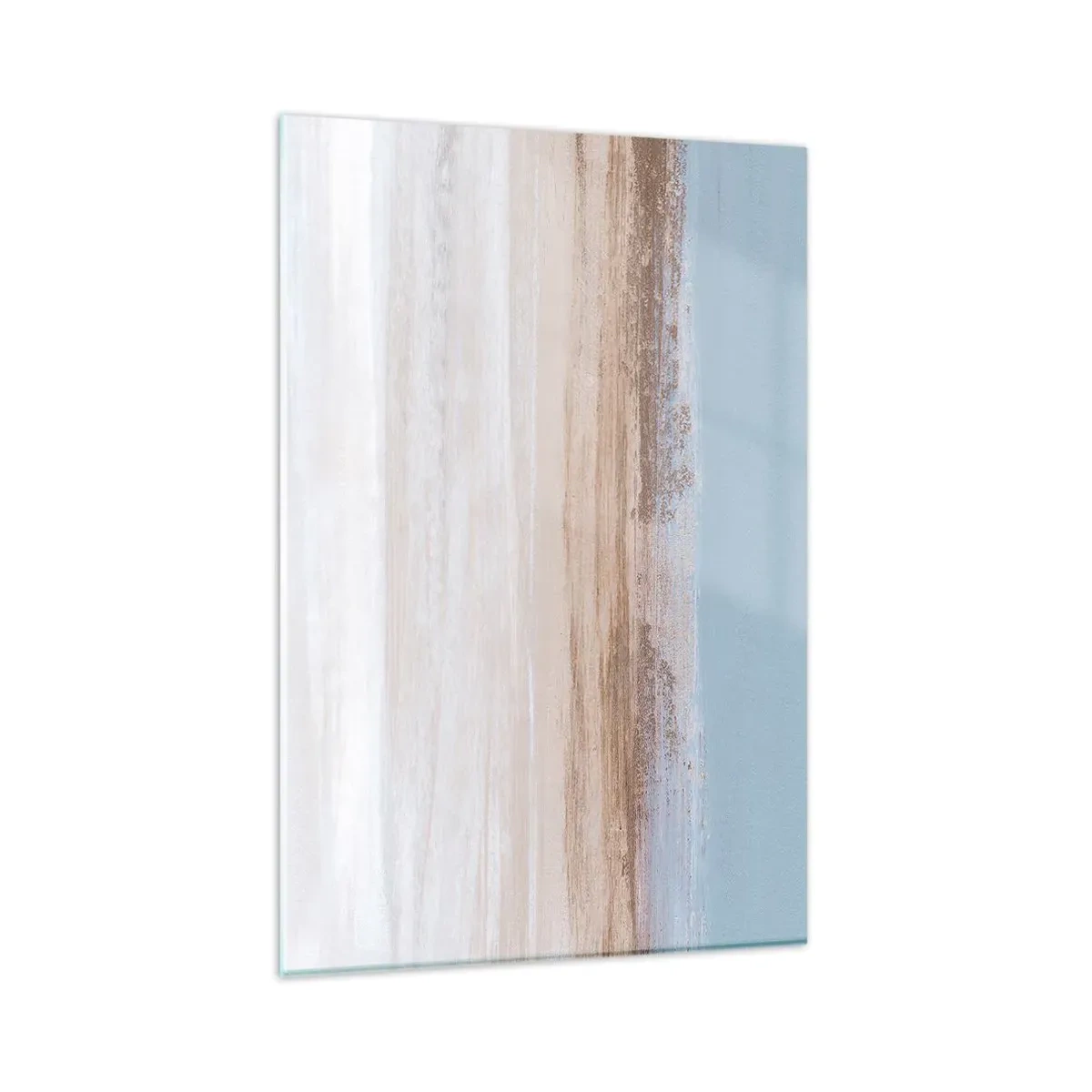 Impression sur verre - Image sur verre - Un paysage subtil aux tons pastel de bleu et de beige - 80x120cm - Paysage ambigu - Décoration murale moderne pour le salon et la chambre ARTTOR