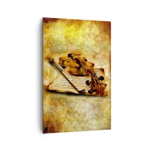 Impression sur toile - Image sur toile - Un violon avec une partition sur un fond vintage aux tons chauds - 80x120cm - Besoin immédiat d'un virtuose - Décoration murale moderne pour le salon et la chambre ARTTOR