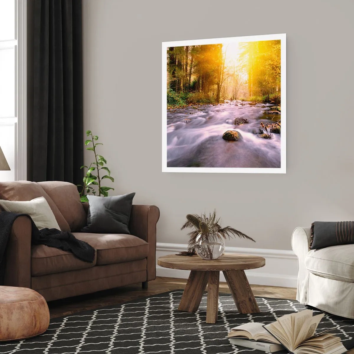 Affiche - Poster - Malachite dans un cadre argent et or - 60x60 cm