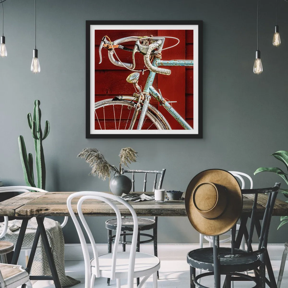 Affiche dans un cadre noir - Poster - Construit pour la victoire - 60x60 cm