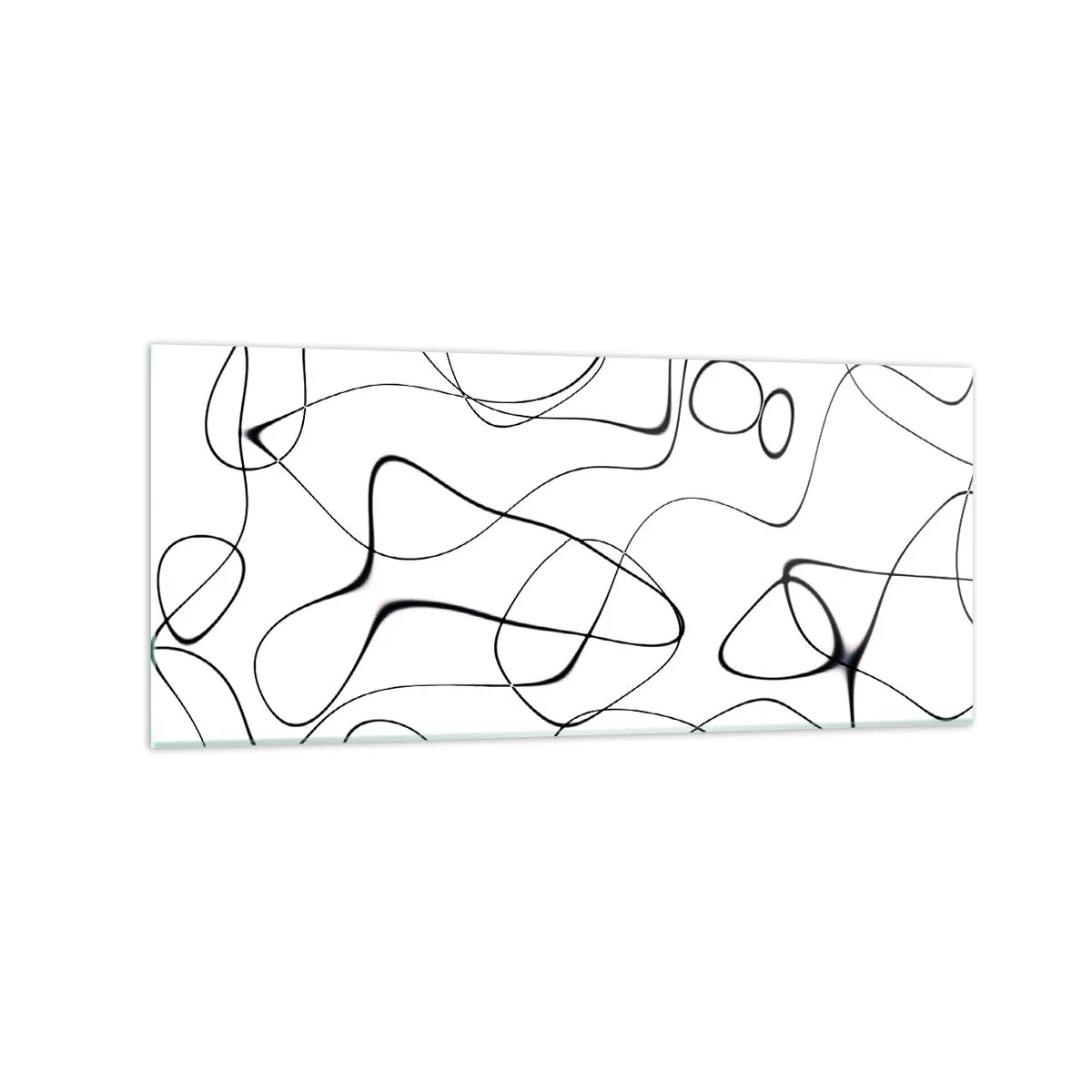 Impression sur verre - Image sur verre - Lignes noires abstraites sur fond blanc dans un style minimaliste - 120x50cm - Le chemin de la vie, les voies du hasard - Décoration murale moderne pour le salon et la chambre ARTTOR