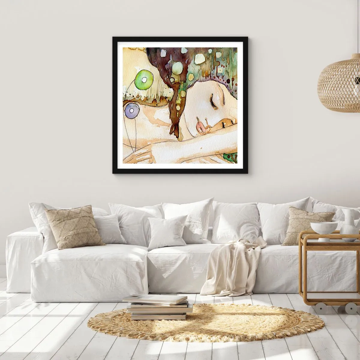 Affiche dans un cadre noir - Poster - Un rêve violet émeraude - 60x60 cm