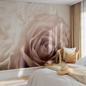Papier Peint Photo Premium Canvas - Au coeur d'ue la rose - Des roses, Fleurs, Romantique - 500x350 cm