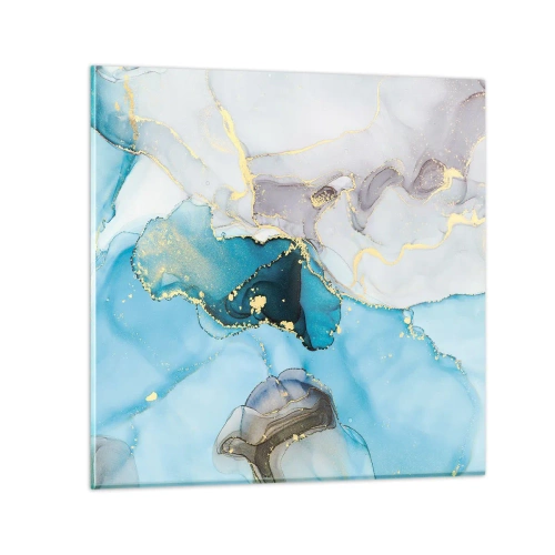 Impression sur verre - Image sur verre - Etude de la rencontre gris et turquoise - 50x50 cm