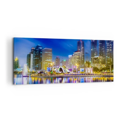 Impression sur toile - Image sur toile - Nuit arc-en-ciel de la métropole - 100x40 cm